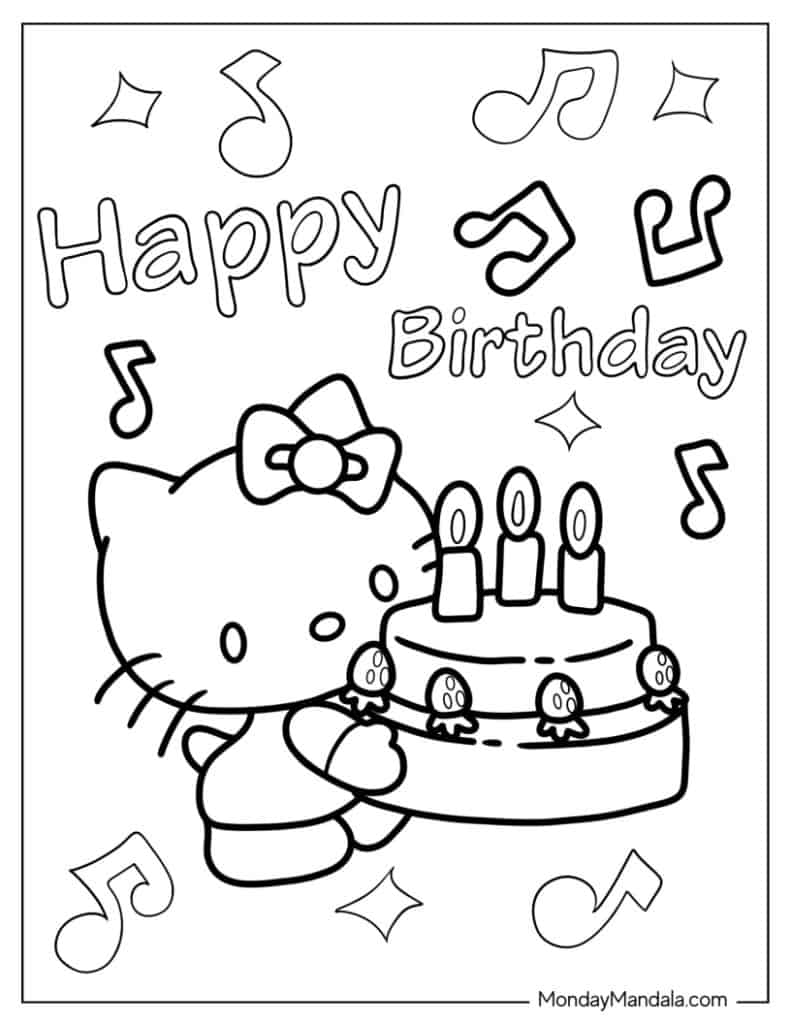 Hello kitty coloring pages free pdf printables