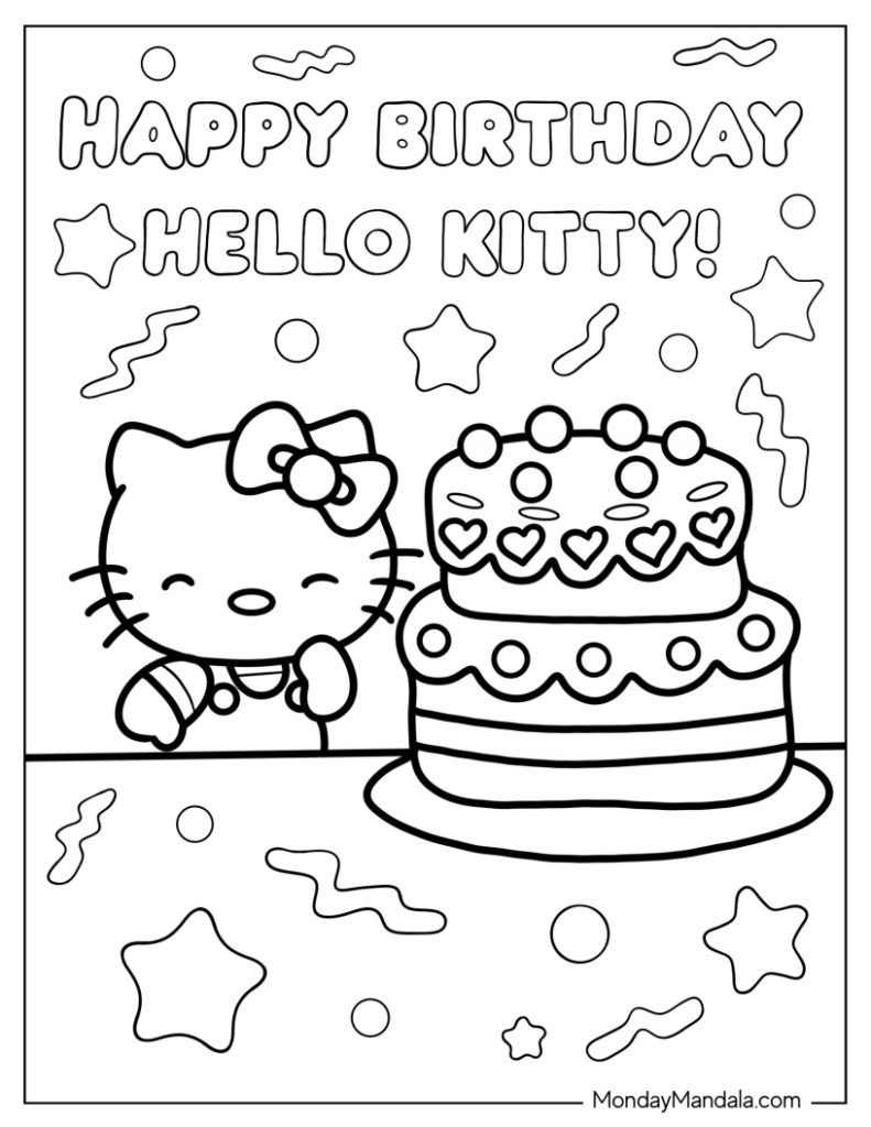 Hello kitty coloring pages free pdf printables