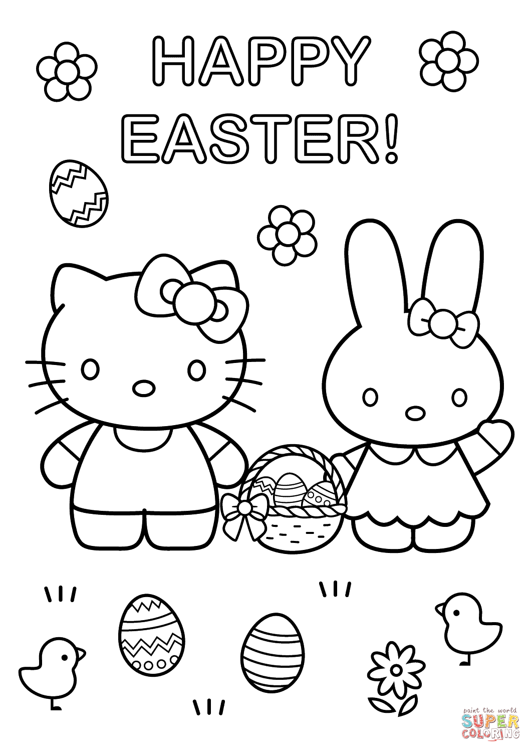 Hello kitty with easter bunny coloring page from hello kitty category select from â hello kitty coloring bunny coloring pages hello kitty colouring pages