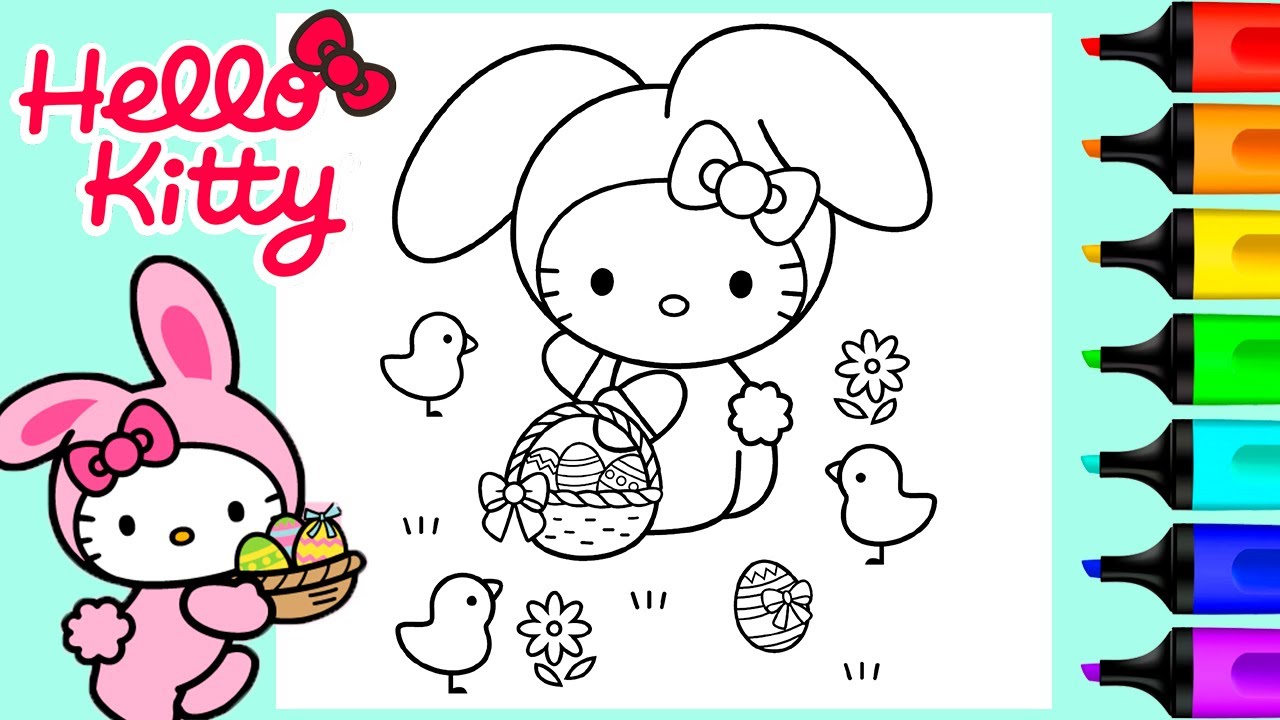 Hello kitty easter bunny coloring pages art and coloring fun