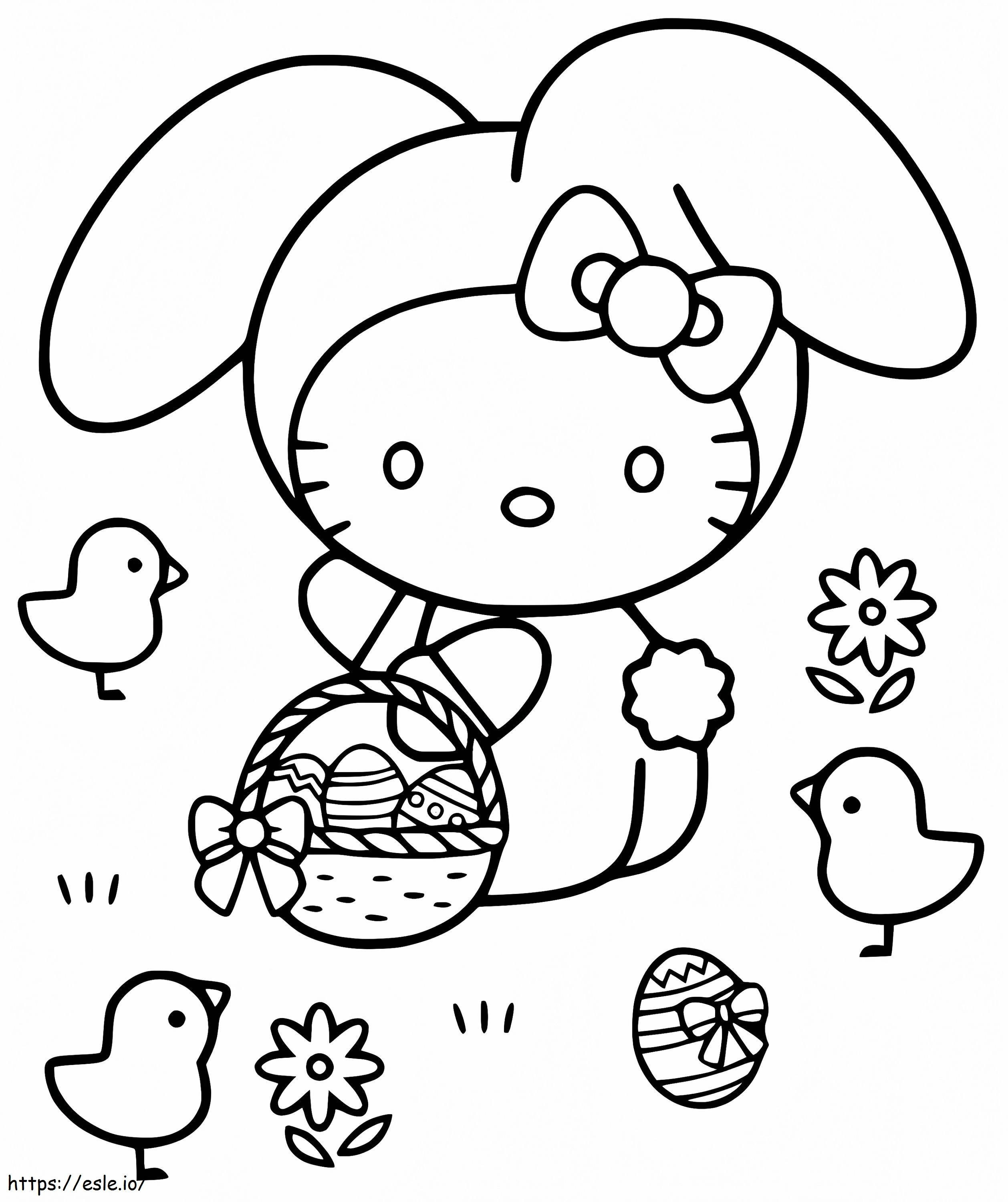 Easter hello kitty coloring page