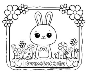 Spring bunny coloring page â draw so cute