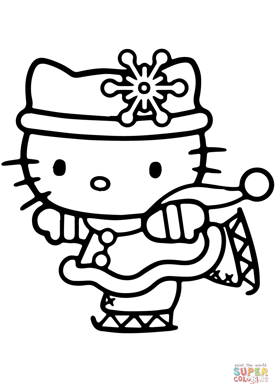 Hello kitty skating coloring page free printable coloring pages