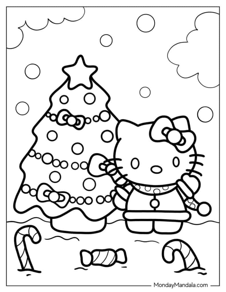 Hello kitty coloring pages free pdf printables