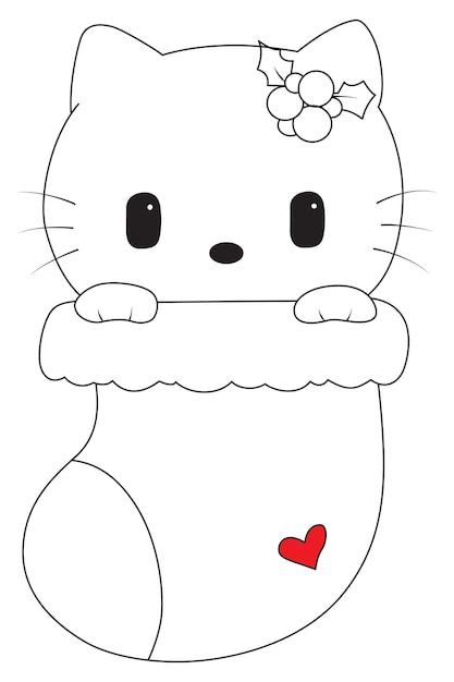 Premium vector hello kitty line art vector