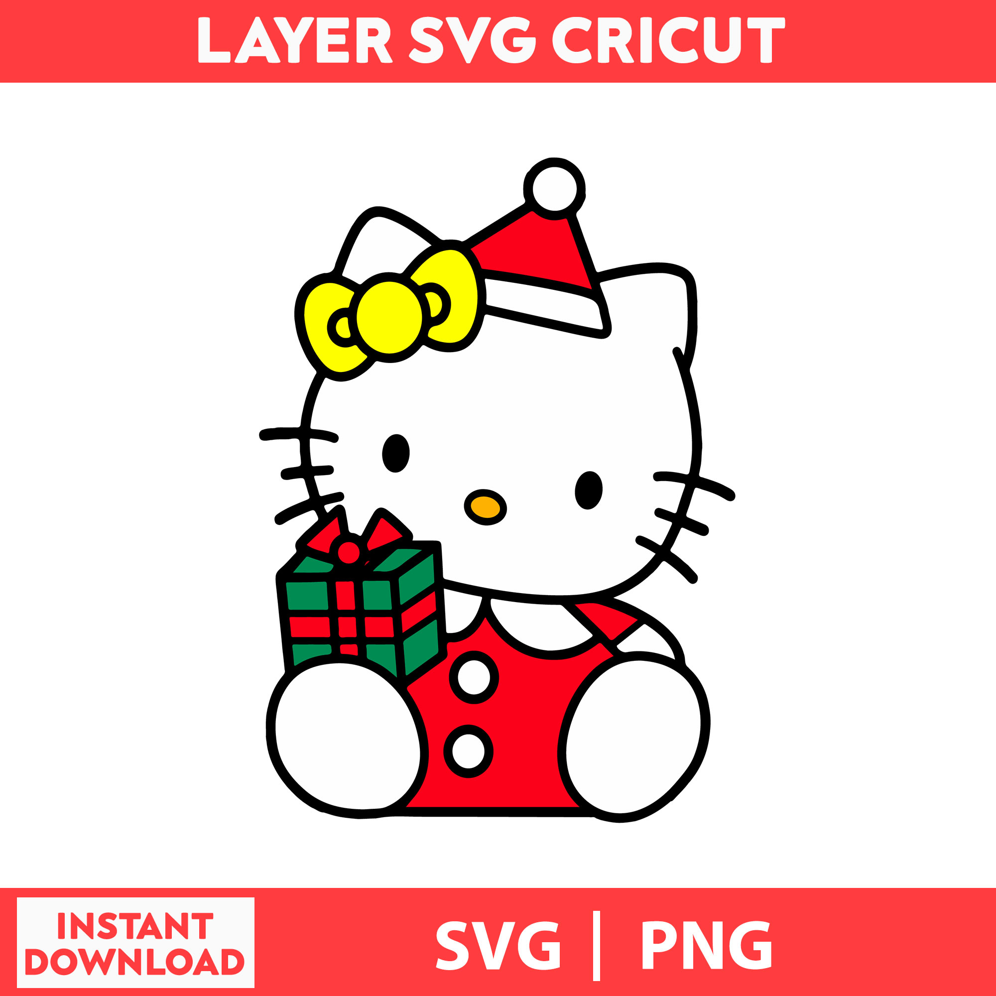 Hello kitty christmas cute cat svg kitty svg kawaii kitty