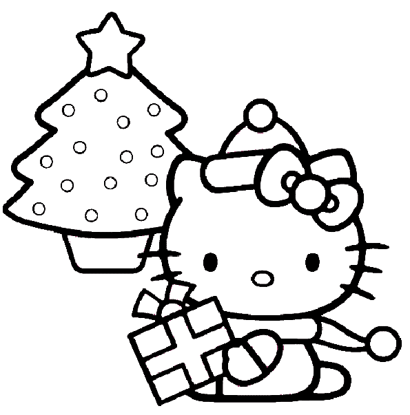 Hello kitty christmas coloring pages