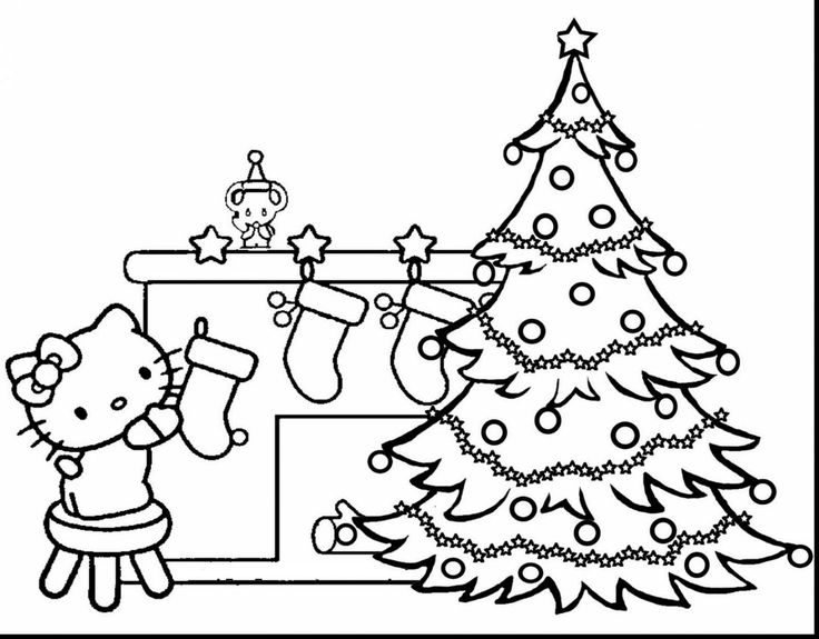 Hello kitty christmas tree and stocking coloring sheets printable hello kitty coloring christmas present coloring pages hello kitty colouring pages