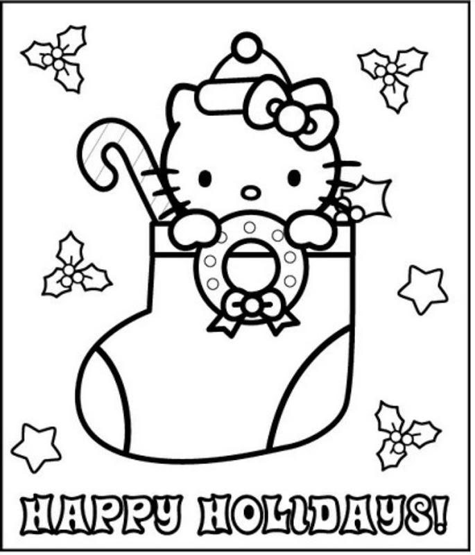 Hello kitty christmas coloring pages