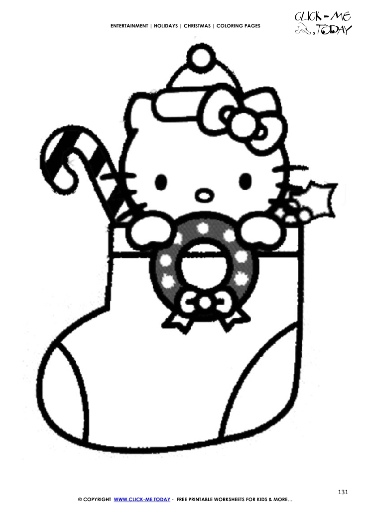 Color hello kitty xmas stocking coloring page