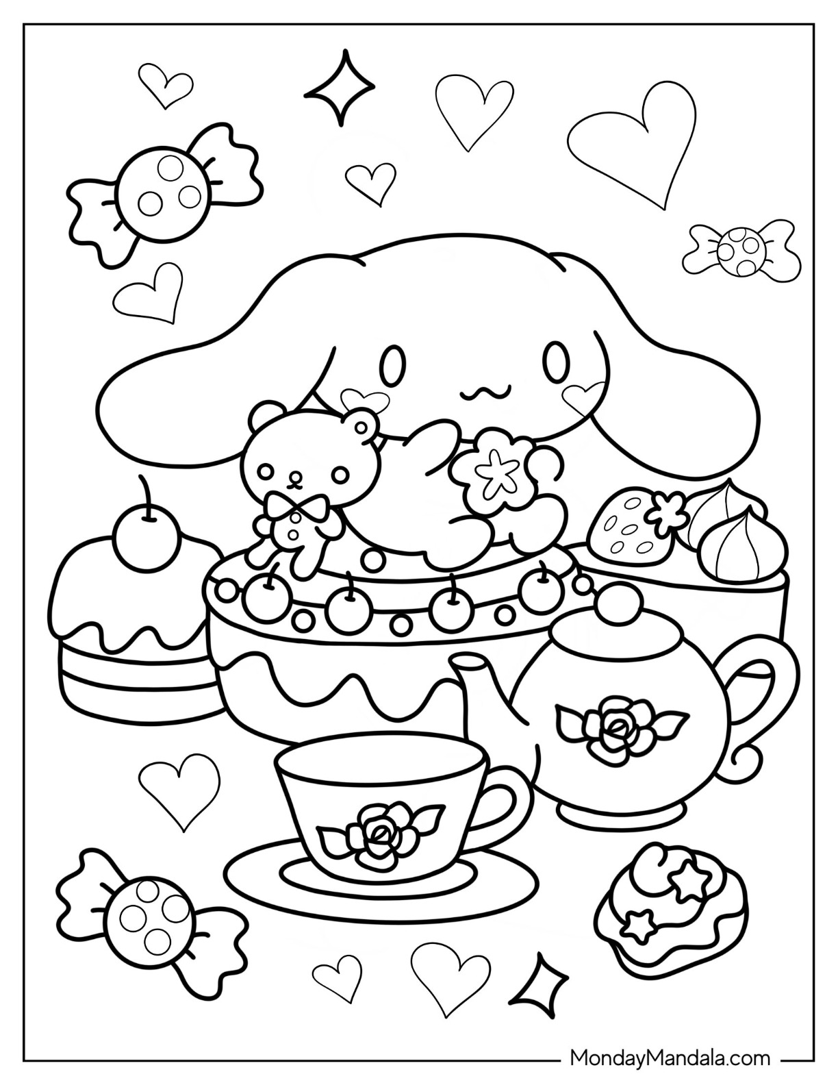 Cinnamoroll coloring pages free pdf printables