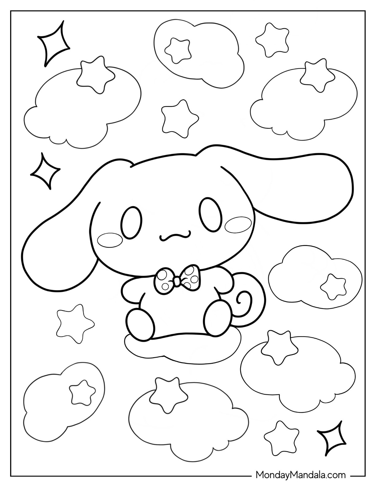 Cinnamoroll coloring pages free pdf printables