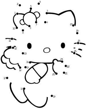 Hello kitty connect the dots âå hello kitty crafts hello kitty printables hello kitty coloring