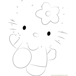 Hello kitty connect the dots worksheets printable for kids