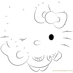 Hello kitty connect the dots worksheets printable for kids