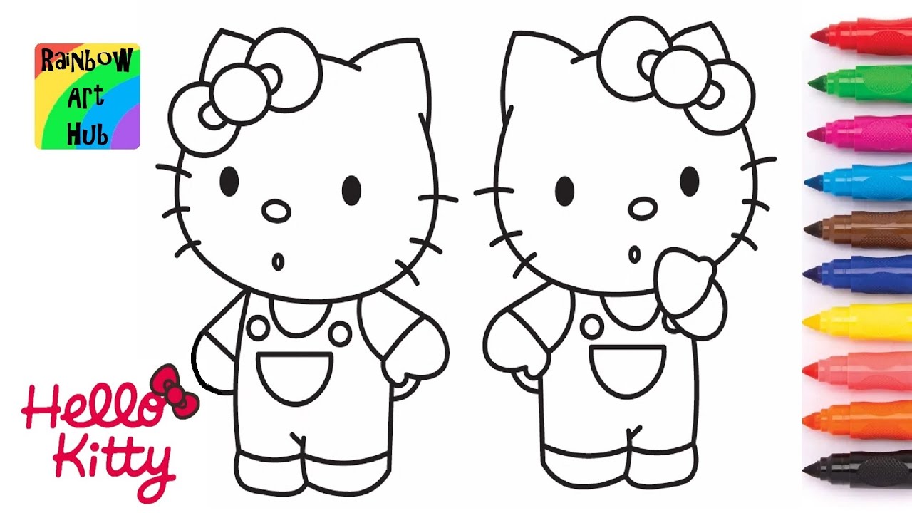 Hello kitty and mimmy coloring page video