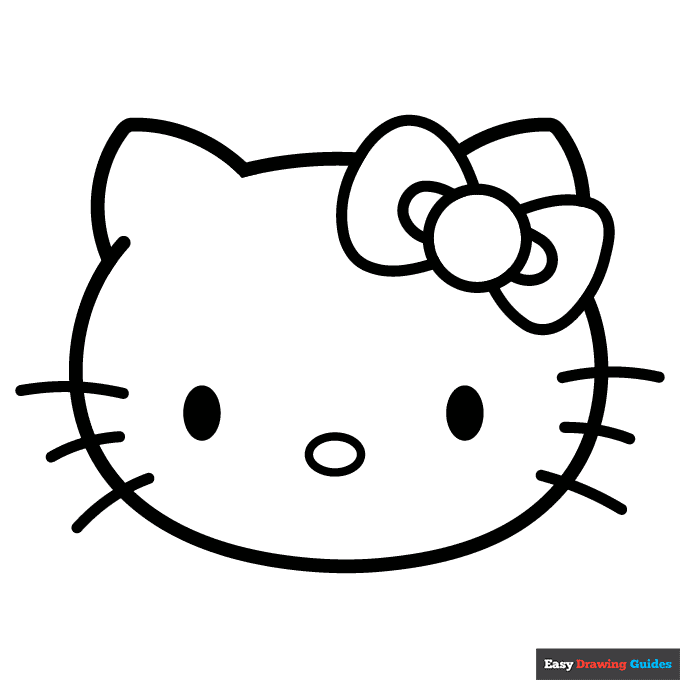 Hello kitty face coloring page easy drawing guides