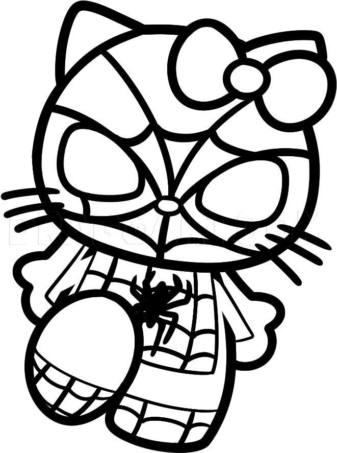 How to draw spiderman hello kitty step by step drawing guide by dawn dragot hello kitty colouring pages spiderman drawing hello kitty coloring