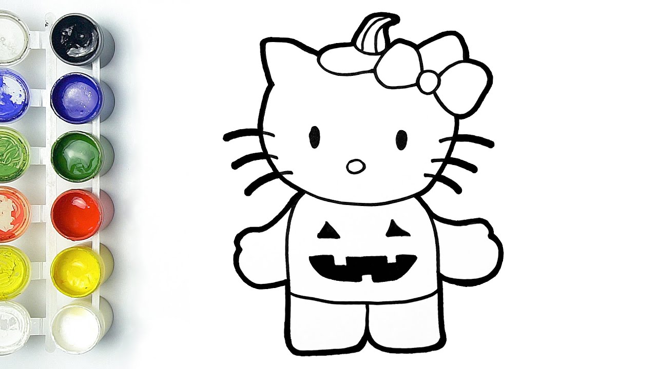 Cão dibujar a hello kitty halloween paso a paso dibujo fãcil de hello kitty