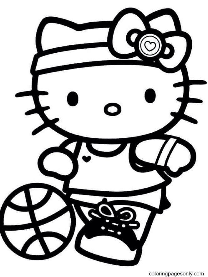 Hello kitty playing basketball hello kitty coloring hello kitty colouring pages kitty coloring