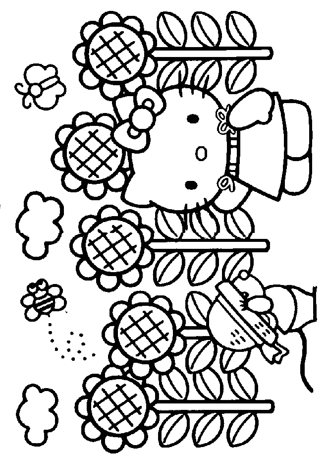 Pudgy bunnys hello kitty coloring pages