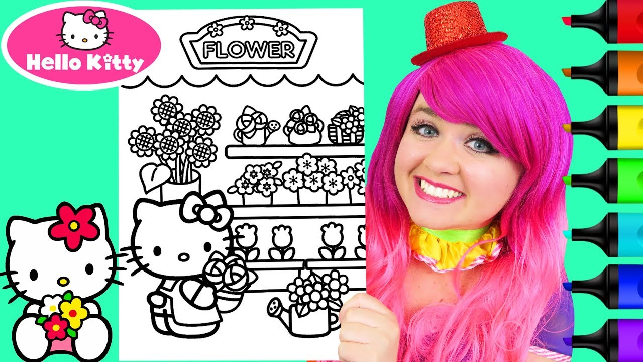 Coloring hello kitty flower shop coloring page prisacolor arkers kii the clown