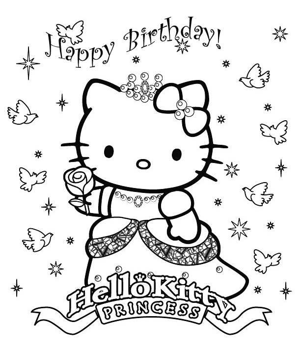 Hello kitty birthday coloring pages made by teachers