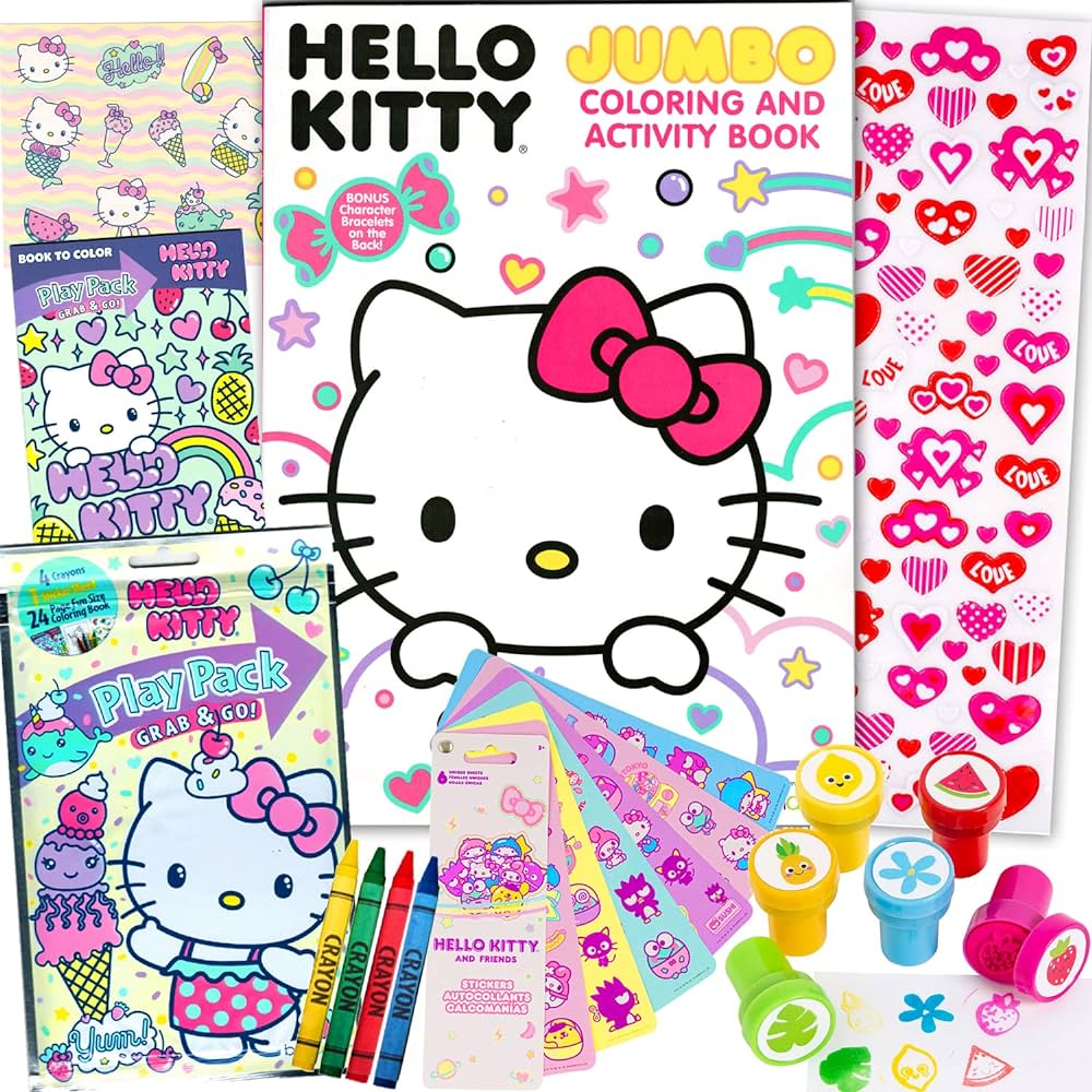 Hello kitty coloring acitivty book set for kids girls