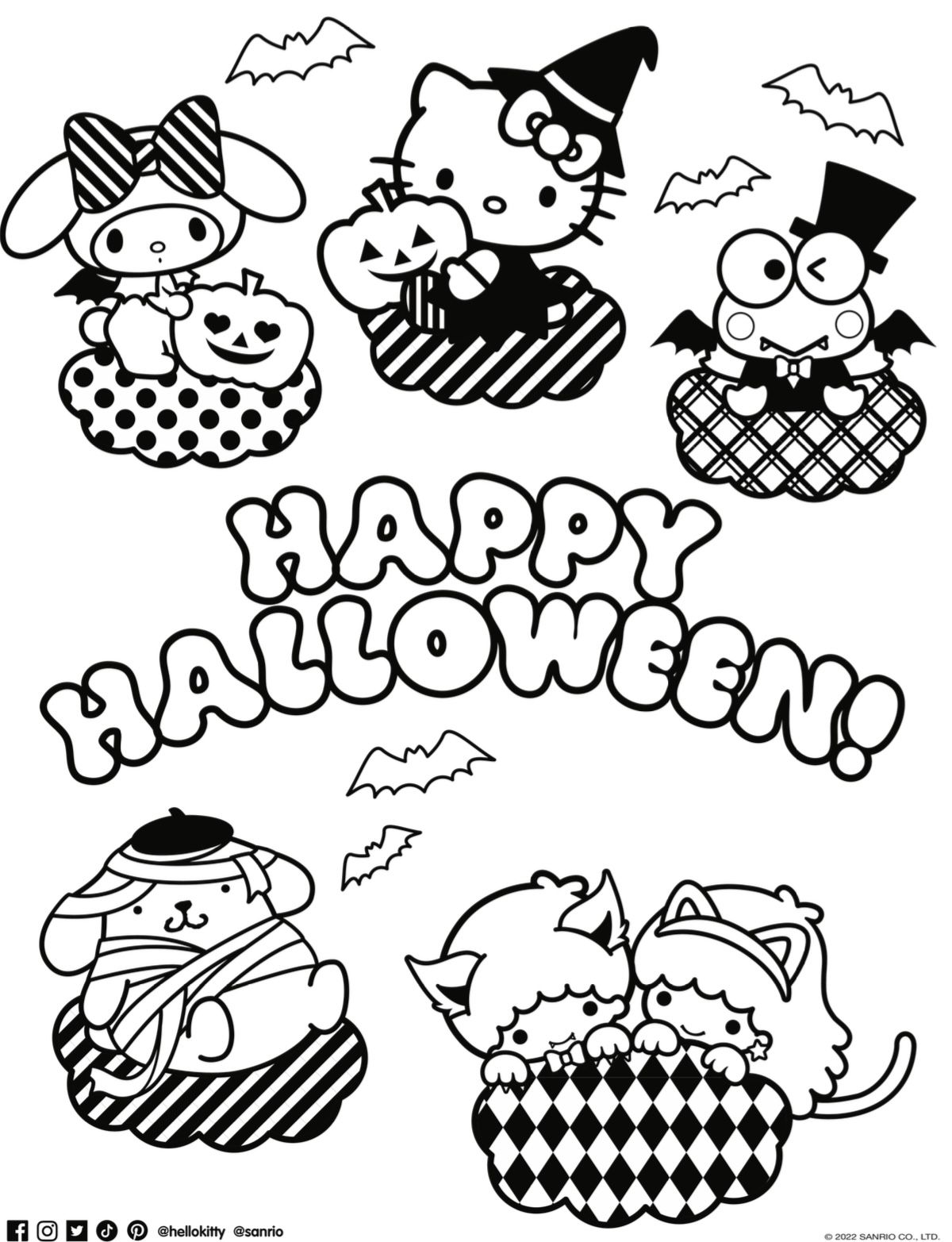 Hello kitty and friends halloween coloring pages hello kitty colouring pages halloween coloring pages cute coloring pages