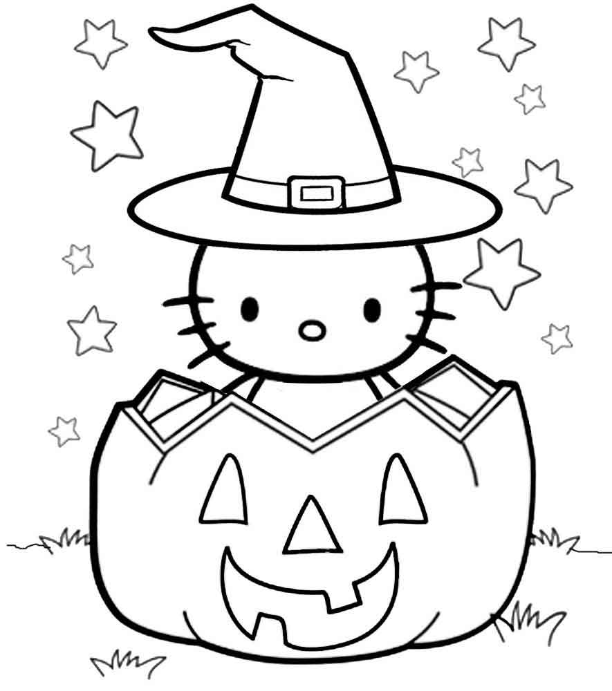 Hello kitty halloween coloring pages