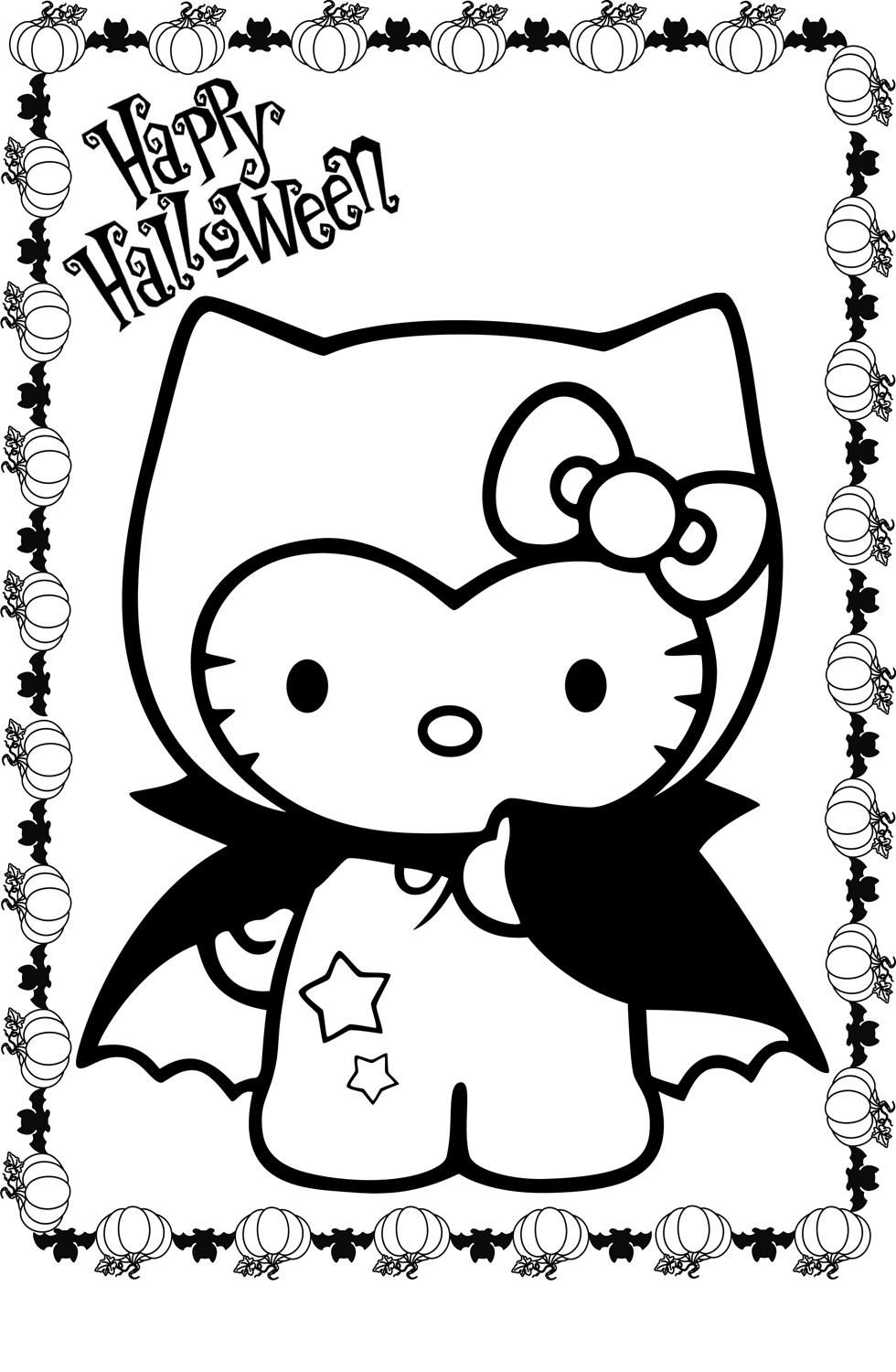 Hello kitty halloween coloring pages