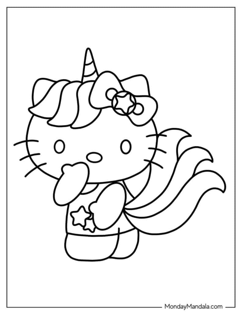 Hello kitty coloring pages free pdf printables