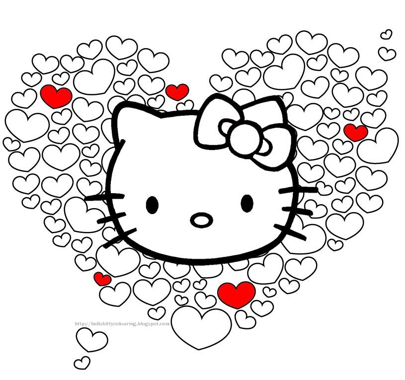 Hello kitty valentine hearts print and color hello kitty para colorear hello kitty dibujos de hello kitty