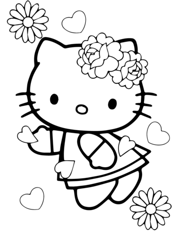 Valentines day hello kitty coloring page free printable coloring pages