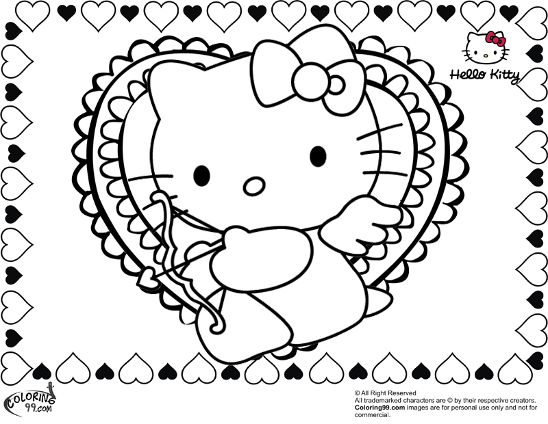 Hello kitty valentine coloring pages team colors