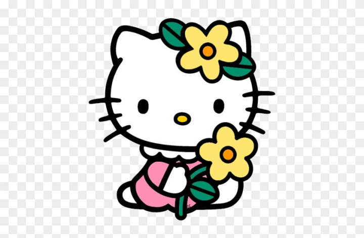 Free hello kitty holding flower