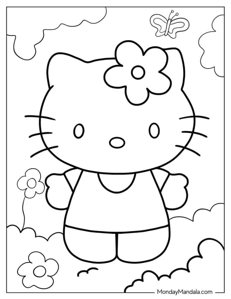 Hello kitty coloring pages free pdf printables