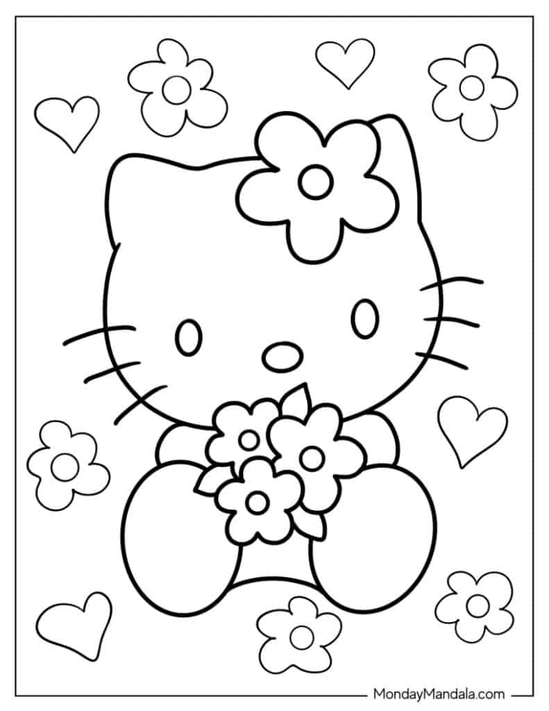 Hello kitty coloring pages free pdf printables