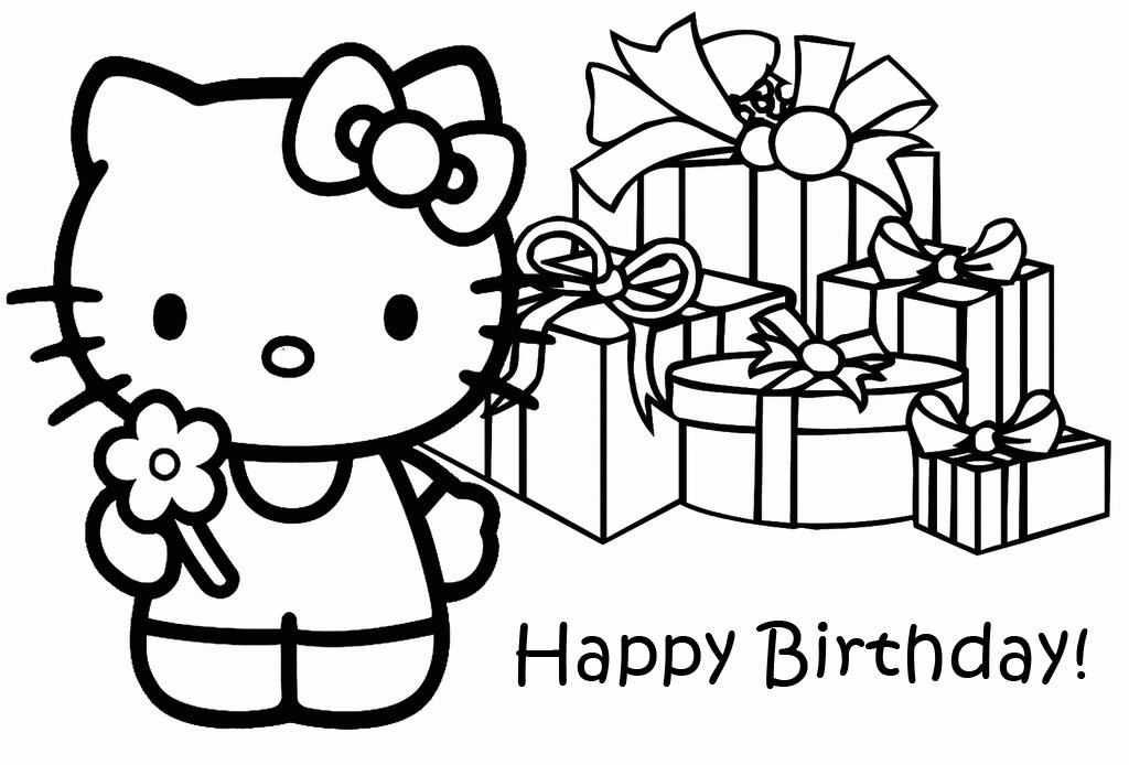 Hello kitty birthday coloring pages