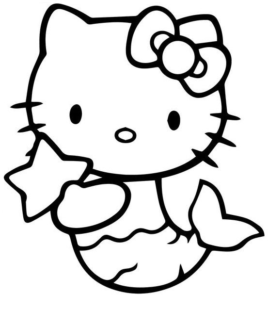 Hello kitty mermaid coloring pages