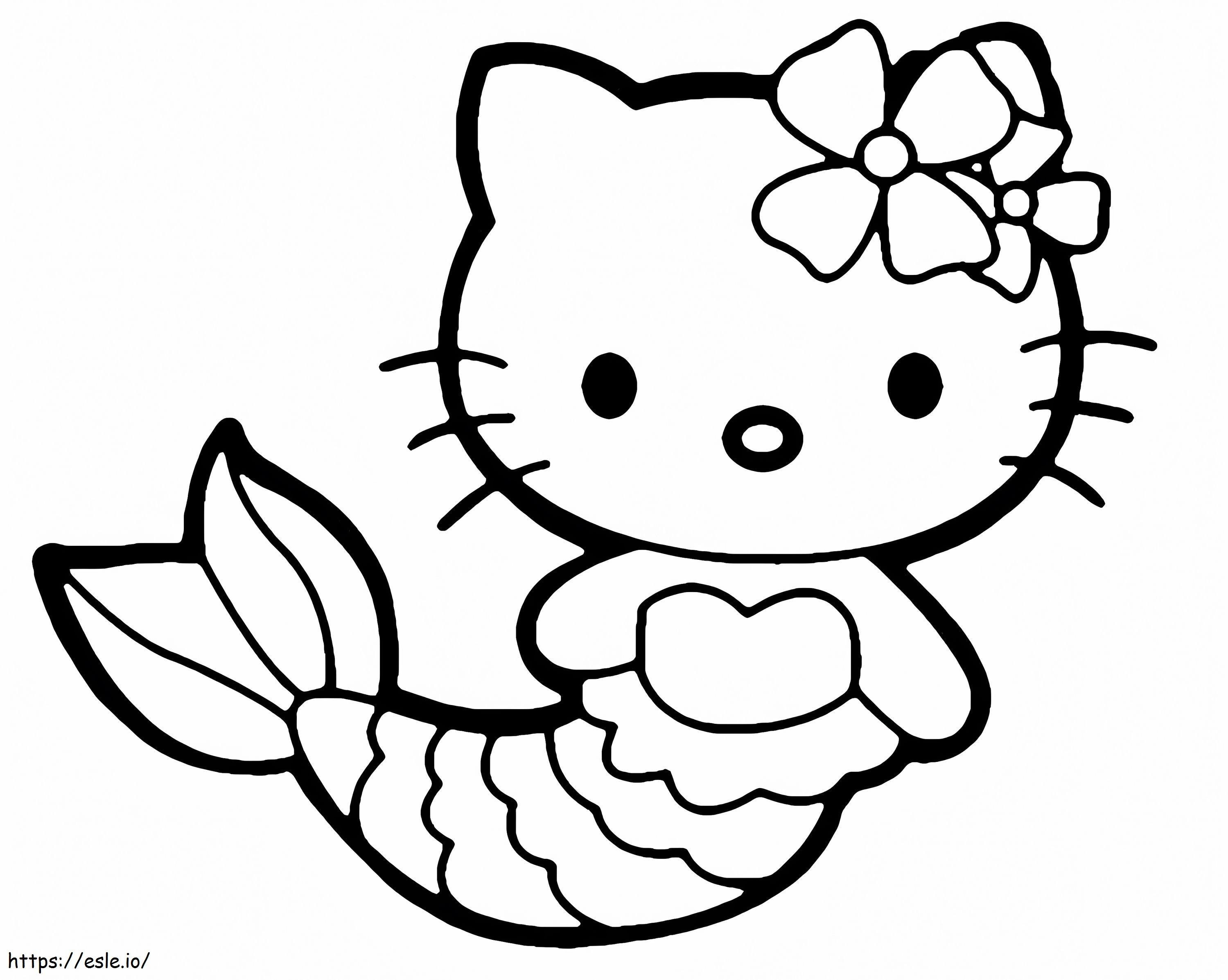 Hello kitty mermaid cute coloring page