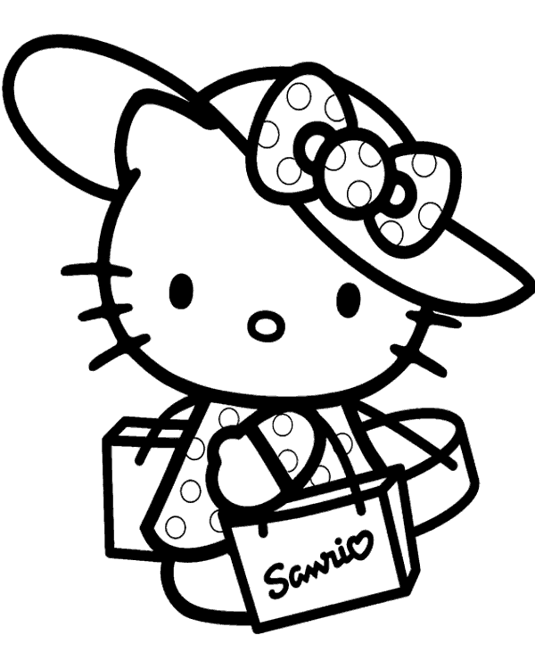 Hello kitty shopping coloring sheet