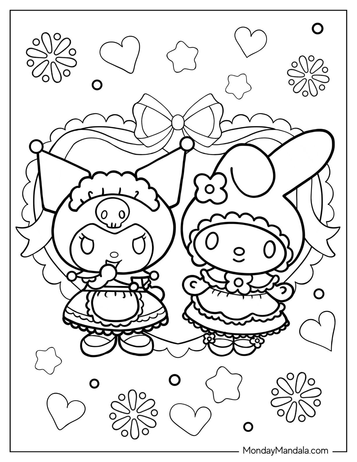 Kuromi coloring pages free pdf printables