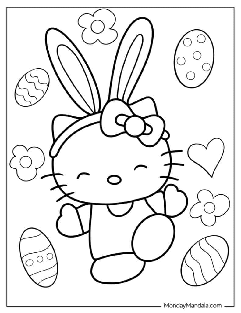 Hello kitty coloring pages free pdf printables