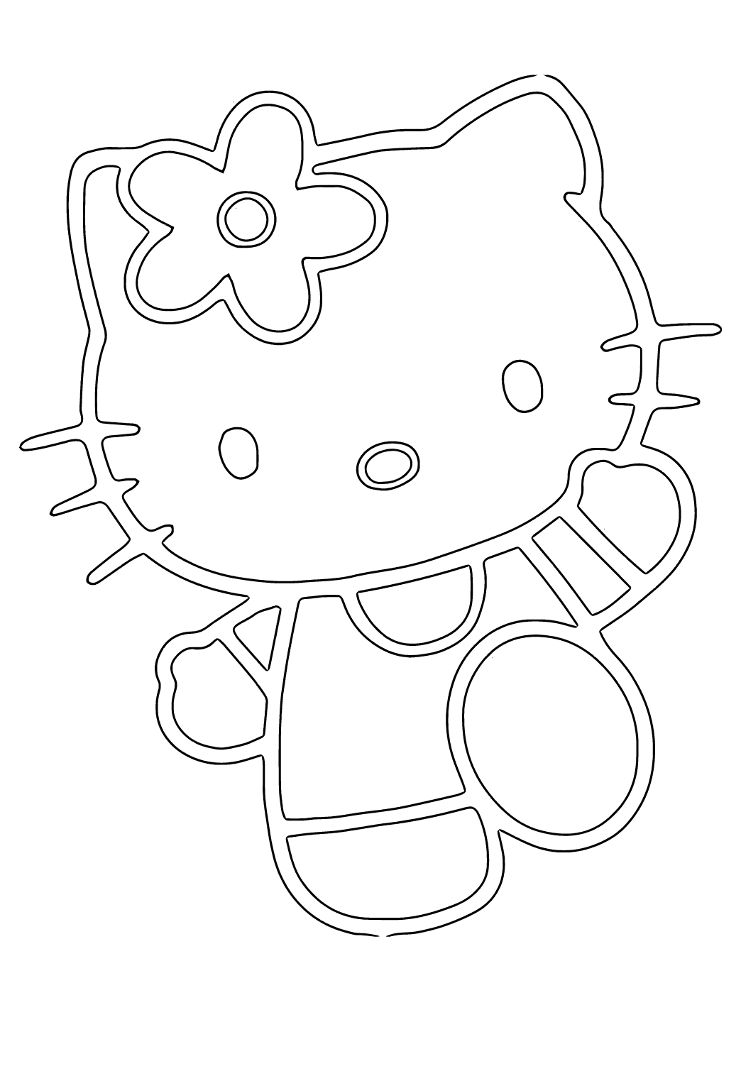 Free printable hello kitty easy coloring page for adults and kids