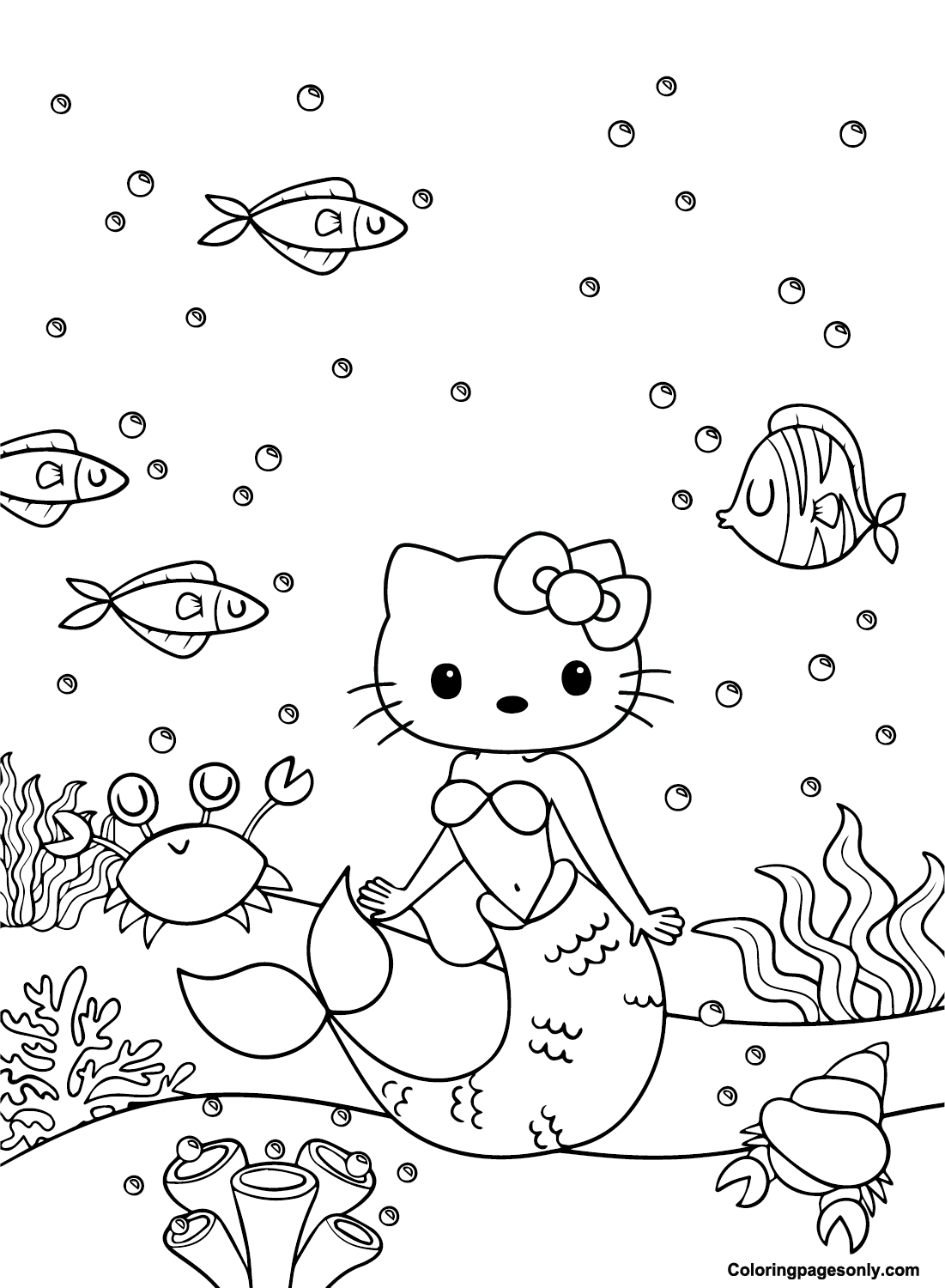 Hello kitty mermaid coloring pages printable for free download