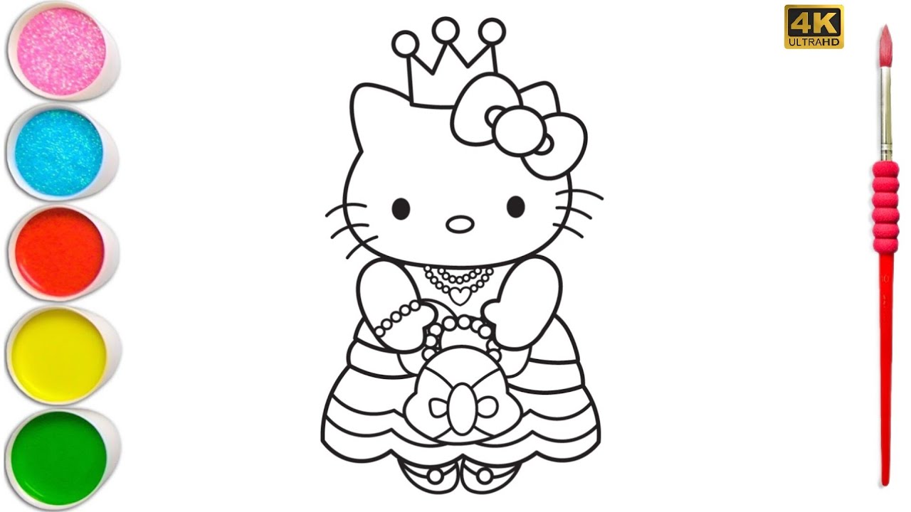 How to draw cute princess hello kitty for kids easy step by step cute kitty drawing for toddlers