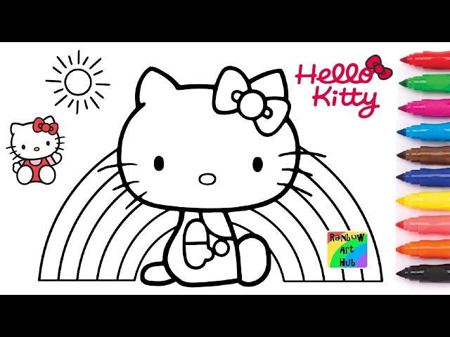 Hello kitty rainbow coloring page video