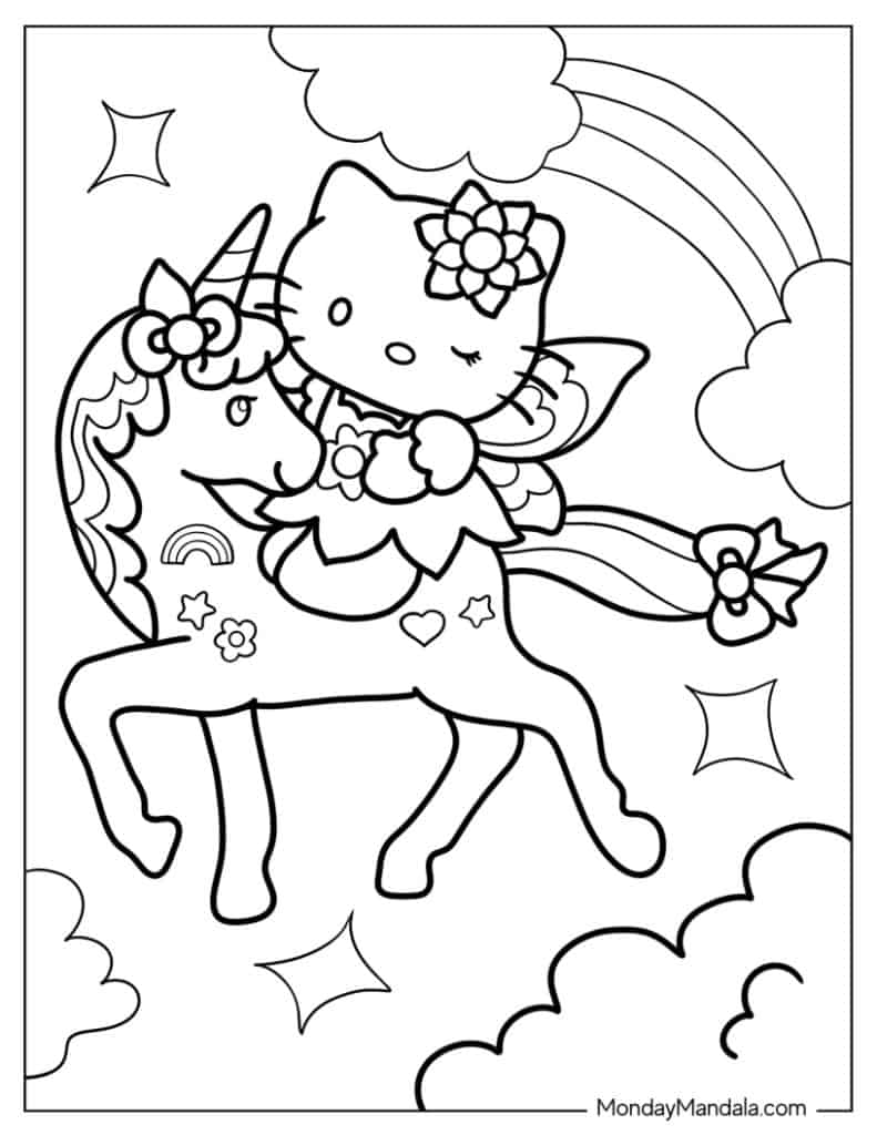 Hello kitty coloring pages free pdf printables