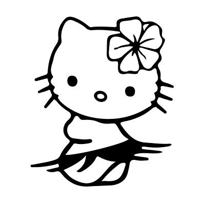 Hello kitty hula vinyl decal sticker car window laptop hawaii tropical dance